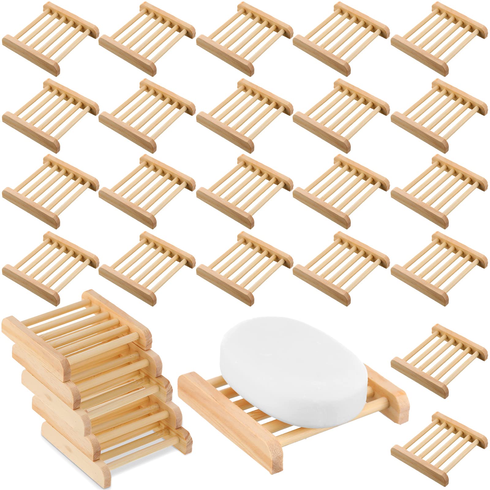 Bamboo Wood Soap Dish Bulk Bathroom Wooden Soap Holder Soap Savers for Bar Self Draining Soap Dishes Hand Craft Wood Soap Tray f
