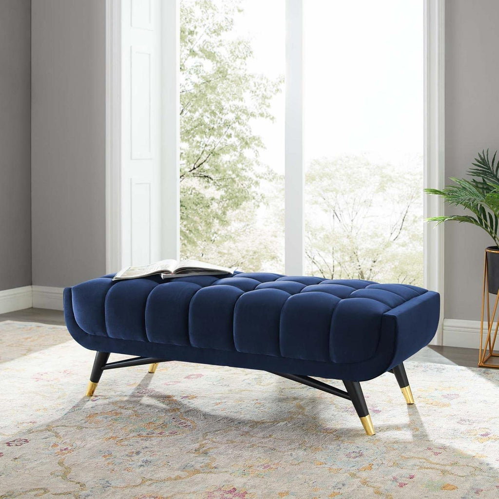 Modway Adept 47.5" Performance Velvet Bench In Midnight Blue