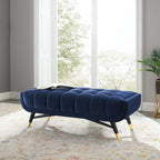 Modway Adept 47.5" Performance Velvet Bench In Midnight Blue