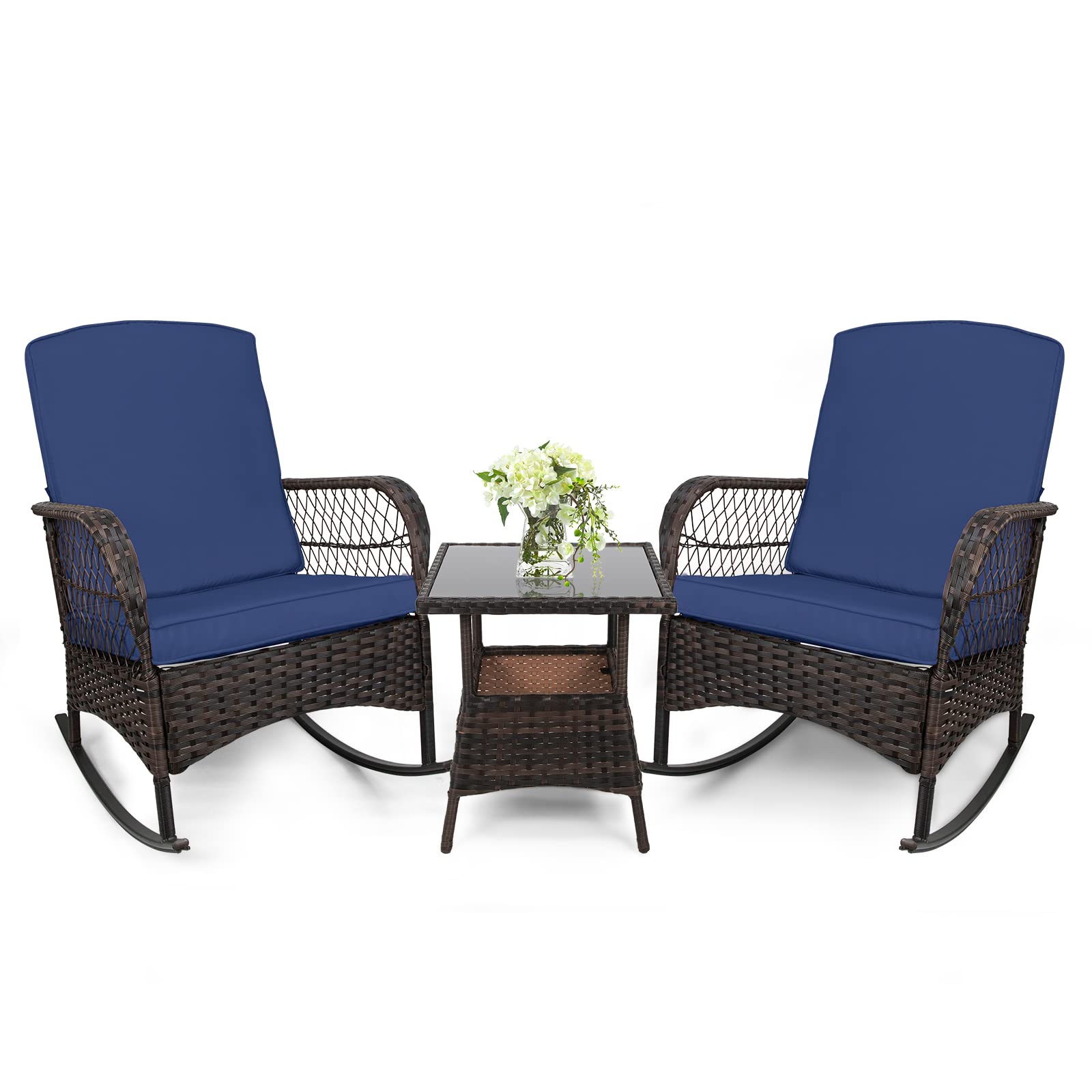 LEVELEVE Patio Furniture Set Outdoor Rattan Chair Wicker Sofa Garden Conversation Bistro Sets w/Loveseat for Yard,Pool or Backya