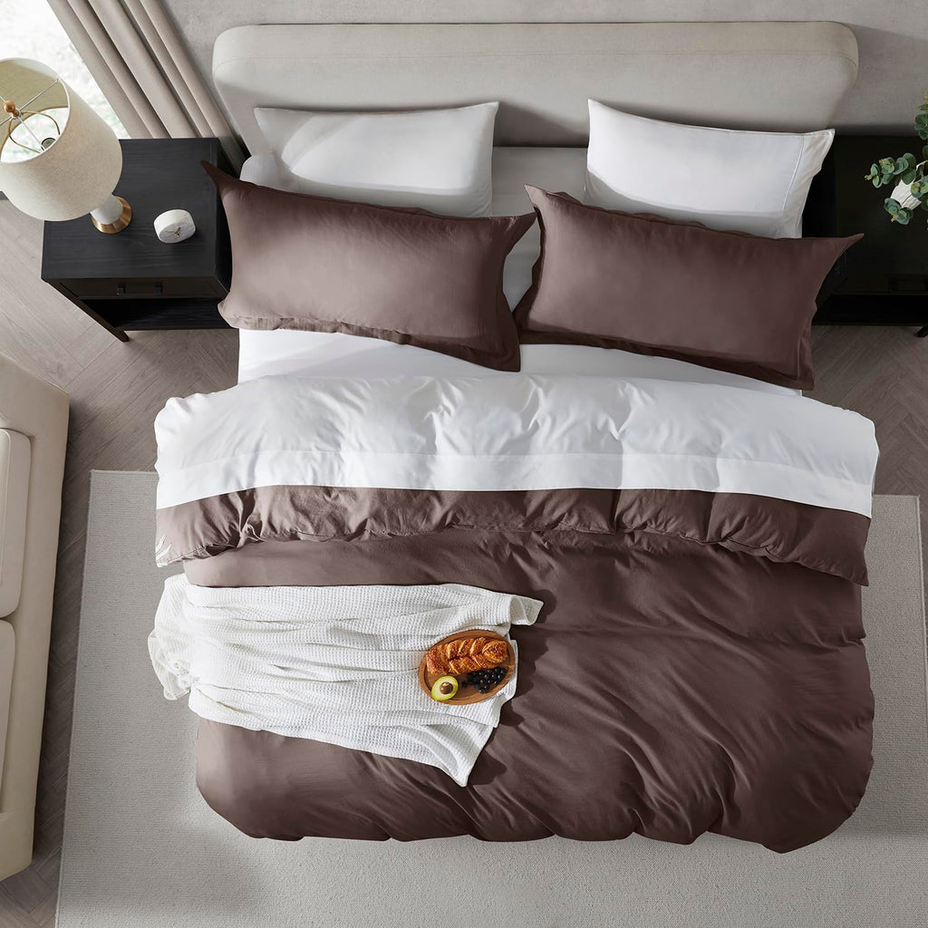 Nestl Twin Duvet Cover Set - Soft Prewashed Chocolate Brown Duvet Cover Twin/Twin Xl, 2 Piece, With Zipper Closure, 1 Duvet Cover 68X90 Inches And 1 Pillow Sham