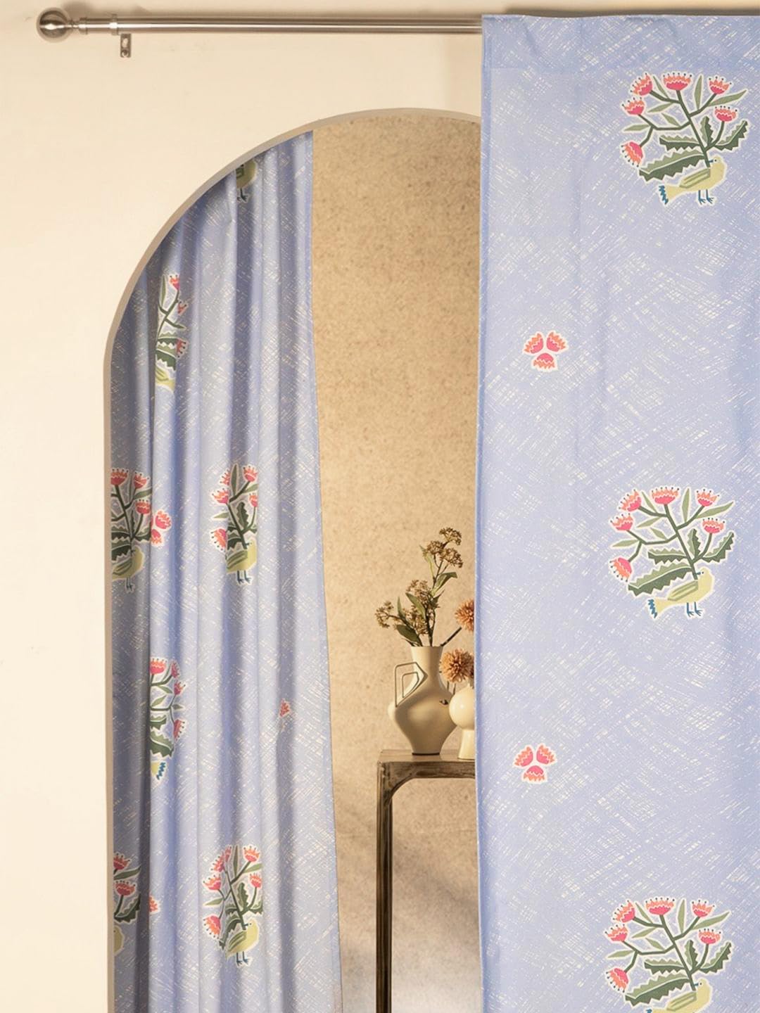 Tranquebar Curtain Co. Window Curtains 5 Feet, 6065% Room Darkening,Lavender Bird Print, Cotton Curtains for Window, Cotton Cur