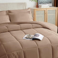Taimit Beige Queen Size Comforter Set - 7 Pieces, Bed In A Bag Bedding Sets With All Season Soft Quilted Warm Fluffy Reversible