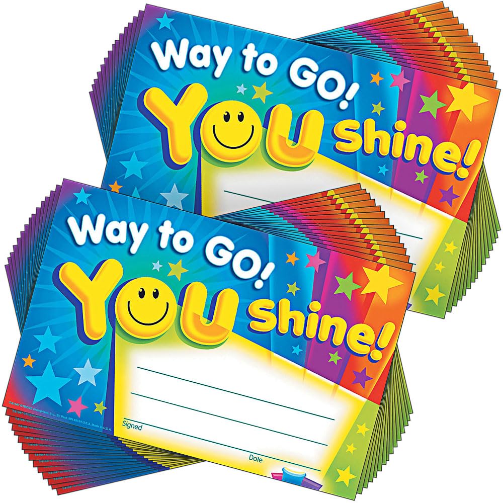 Trend Enterprises, Inc. Way To Go! You Shine! Recognition Awards, 30 Ct