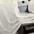 Finecity Ivory Lace Curtains 63 Inches Length - Rustic Floral Branch Leaf Pattern Lace Panel Curtains For Bedroom, Privacy Vinta