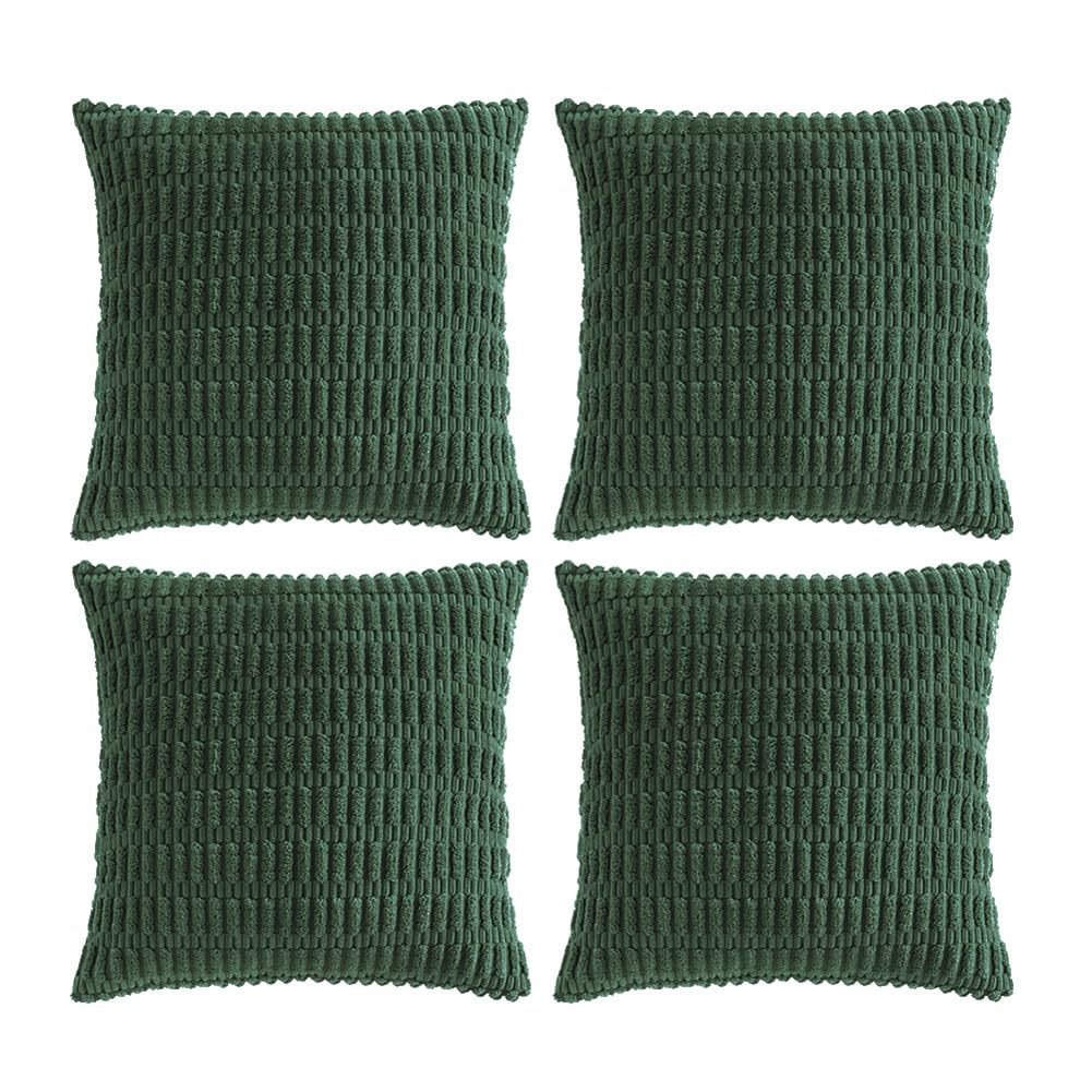 Fancy Homi Set Of 4 Dark Green Boho Decorative Throw Pillow Covers 18X18 Inch For Couch Bed Sofa, Aesthetic Modern Bohemian Room