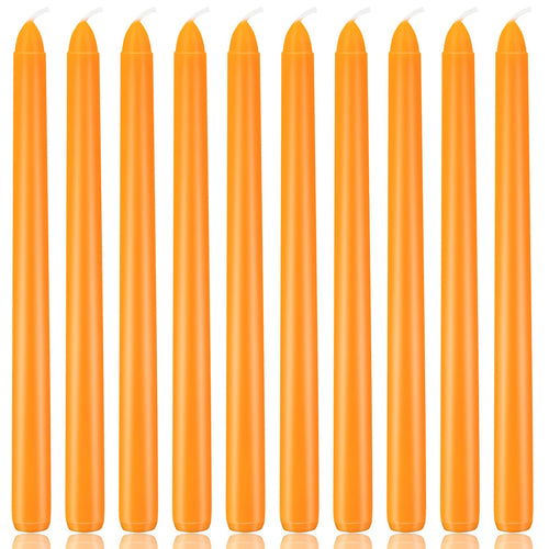 10 Inch Orange Taper Candles, 10 Pack Unscented Candlesticks for Dinner, Fall Harvest, Halloween, Seasonal Celebration and Home 