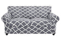 Searchi Stretch Sofa Cover Printed Couch Cover, Floral Pattern 3 Pieces Loveseat Slipcover With 2 Separate Cushion Cover, Washable Furniture Protector For Living Room(Loveseat, Gray+White)