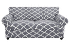 Searchi Stretch Sofa Cover Printed Couch Cover, Floral Pattern 3 Pieces Loveseat Slipcover With 2 Separate Cushion Cover, Washable Furniture Protector For Living Room(Loveseat, Gray+White)