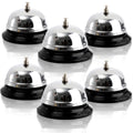 Fasmov 6 Pack 3.4 Inch Diameter Call Bells, Chrome Finish Customer Service Bell, Desk Bell Service Bell For Hotels, Schools, Hos