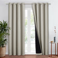 Nicetown Natural 100% Blackout Window Curtain Panel, Cold And Full Light Blocking Drape With Black Liner For Nursery, 84 Inches