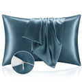 Bedelite Satin Pillowcase With Zipper, Bluesteel King Size Pillow Cases Set Of 2, Super Soft And Cooling Similar To Silk Pillow