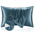 Bedelite Satin Pillowcase With Zipper 2 Pack, Bluesteel Pillow Cases Standard Size, Super Soft And Cooling Similar To Silk Pillo