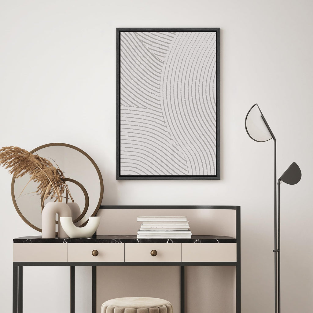 Signwin Framed Canvas Print Wall Art Geometric White Granite Wave Collage Abstract Shapes Illustrations Minimal Decorative Nordi