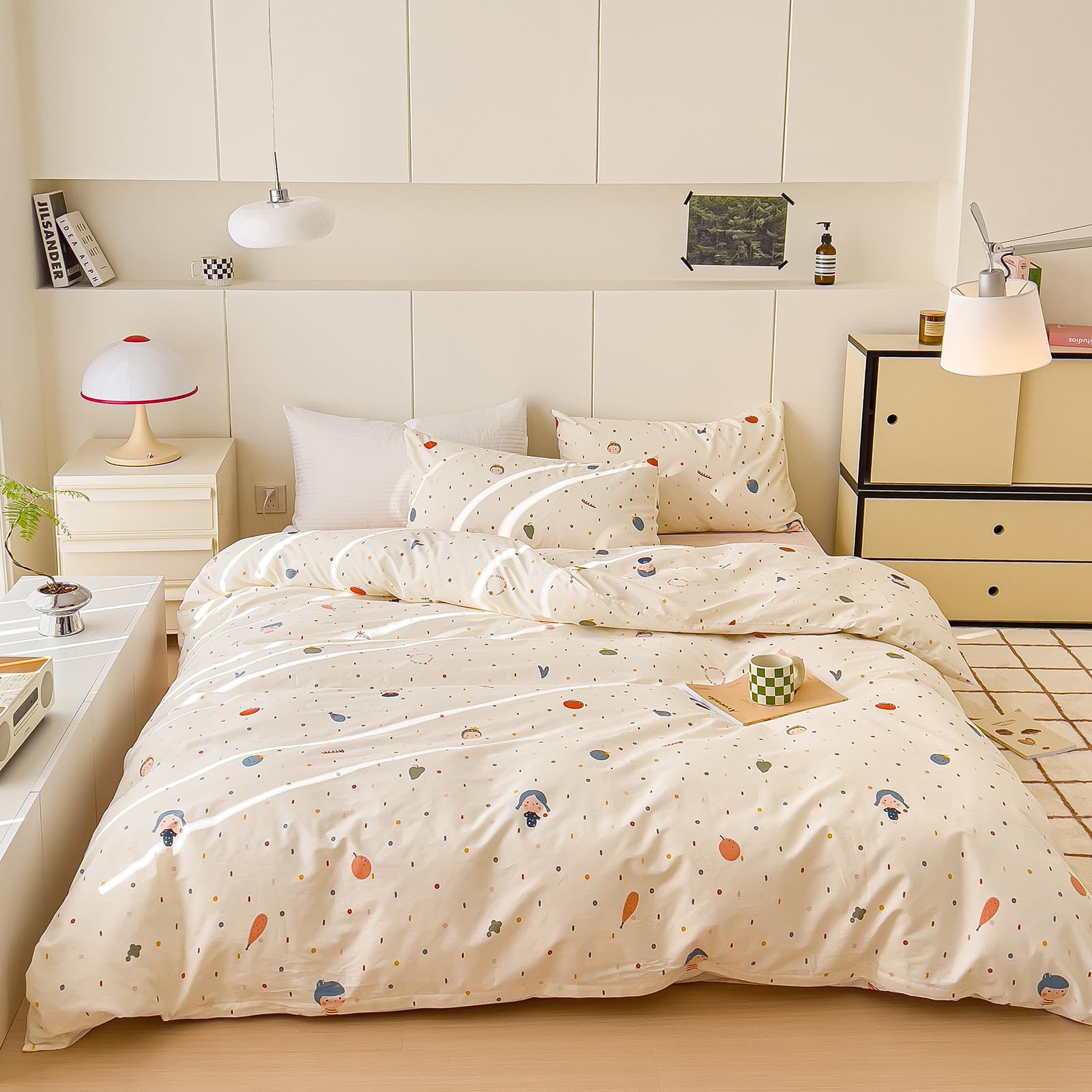 Aojim Cute Duvet Cover Set For Kids Adults, Pure Cotton Comforter Cover Set With Multiple Cartoon Pattern Designs, Soft Bed Set