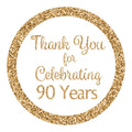 White And Gold 90Th Birthday Thank You Stickers - 1.75 In - 40 Labels, 90Th Birthday Decorations