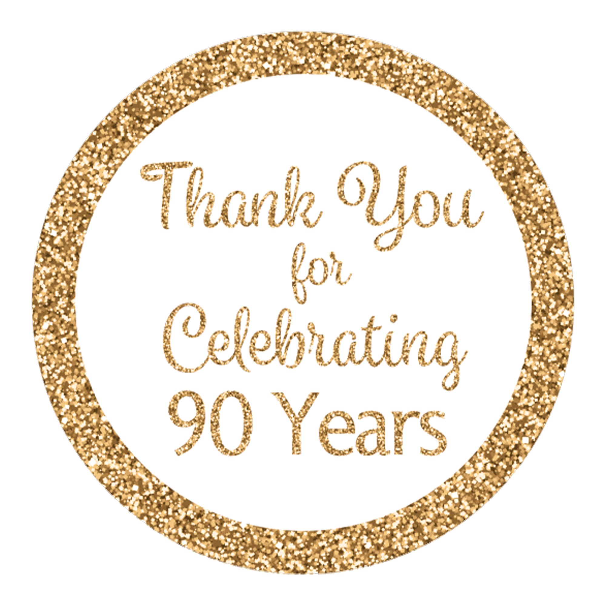 White And Gold 90Th Birthday Thank You Stickers - 1.75 In - 40 Labels, 90Th Birthday Decorations