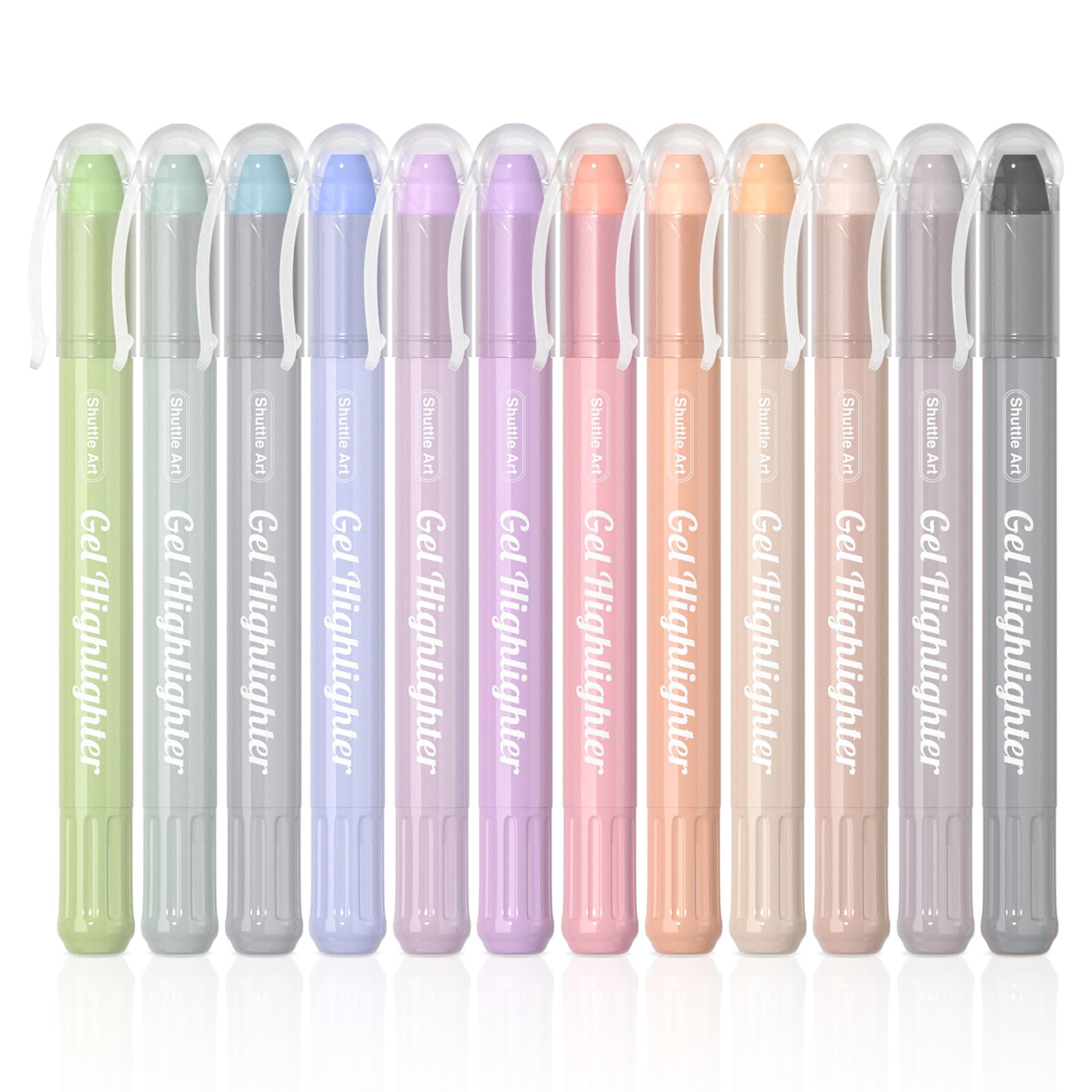 Shuttle Art Bible Highlighters And Pens No Bleed, 12 Mild Colors Gel Highlighters No Bleed Through, Bible Journaling Supplies, G