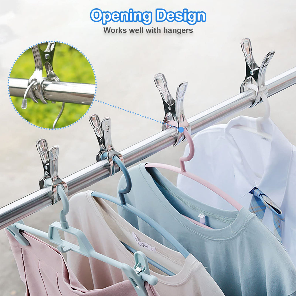 Coideal Beach Towel Chair Clips - 10 Pack Pool Cover Clips Stainless Steel Quilt Clamps Metal Large Heavy Duty Clothes Pins Wind