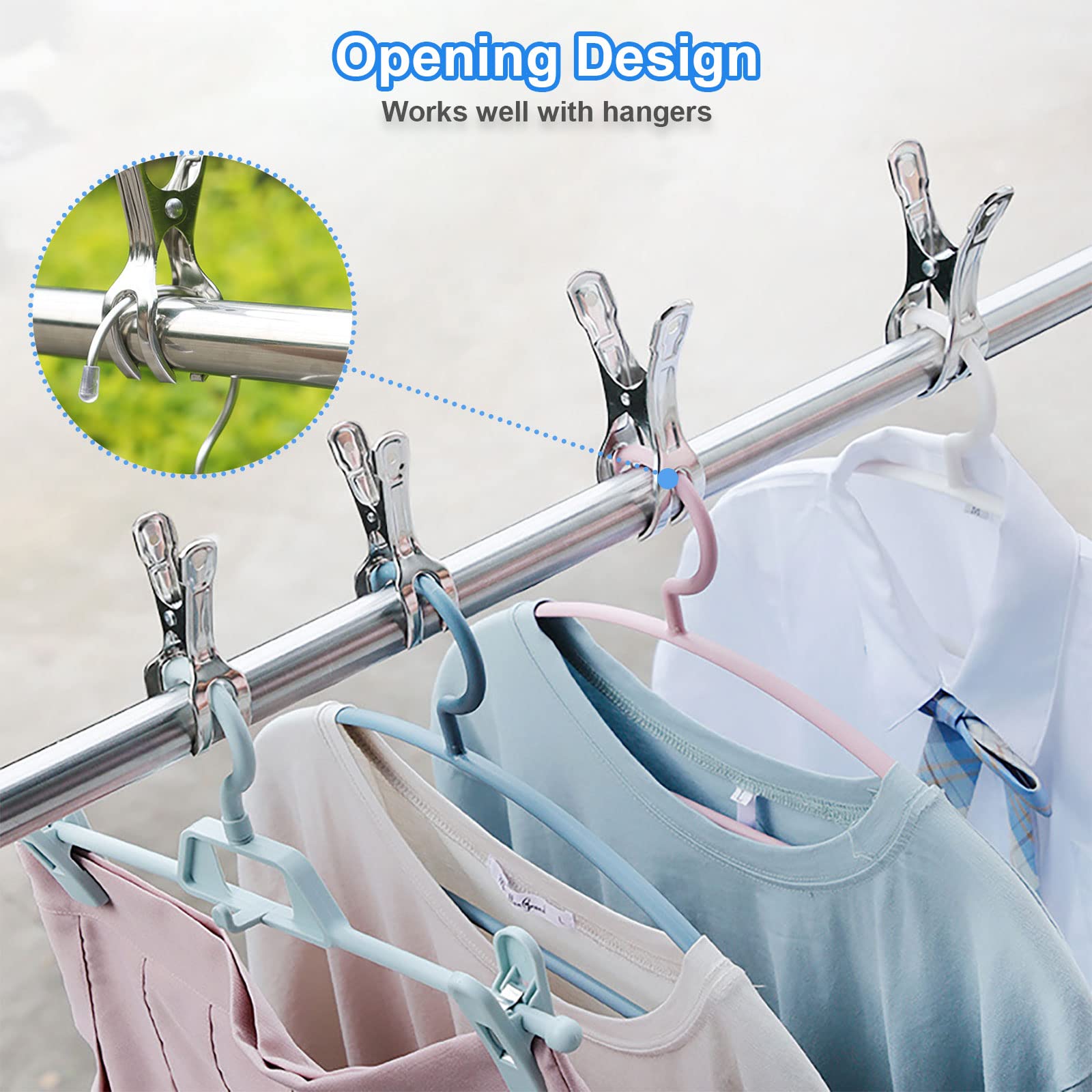 Coideal Beach Towel Chair Clips - 10 Pack Pool Cover Clips Stainless Steel Quilt Clamps Metal Large Heavy Duty Clothes Pins Wind