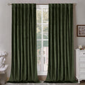 Bgment Olive Green Velvet Curtains 90 Inches For Living Room, Thermal Insulated Blackout Curtains Room Darkening Drapes With Bac