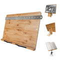 Nunet X-Large 16' X 12' Height Adjustable Bamboo Book Stand W. Magnets/Ruler Bar For Art Easel, Cookbook Holder W. Metal Clips