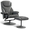 Mcombo Recliner With Ottoman, Reclining Chair With Massage, 360 Swivel Living Room Chair Faux Leather, 4901 (Grey)