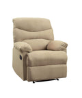 Acme Arcadia Upholstered Motion Recliner in Beige Microfiber