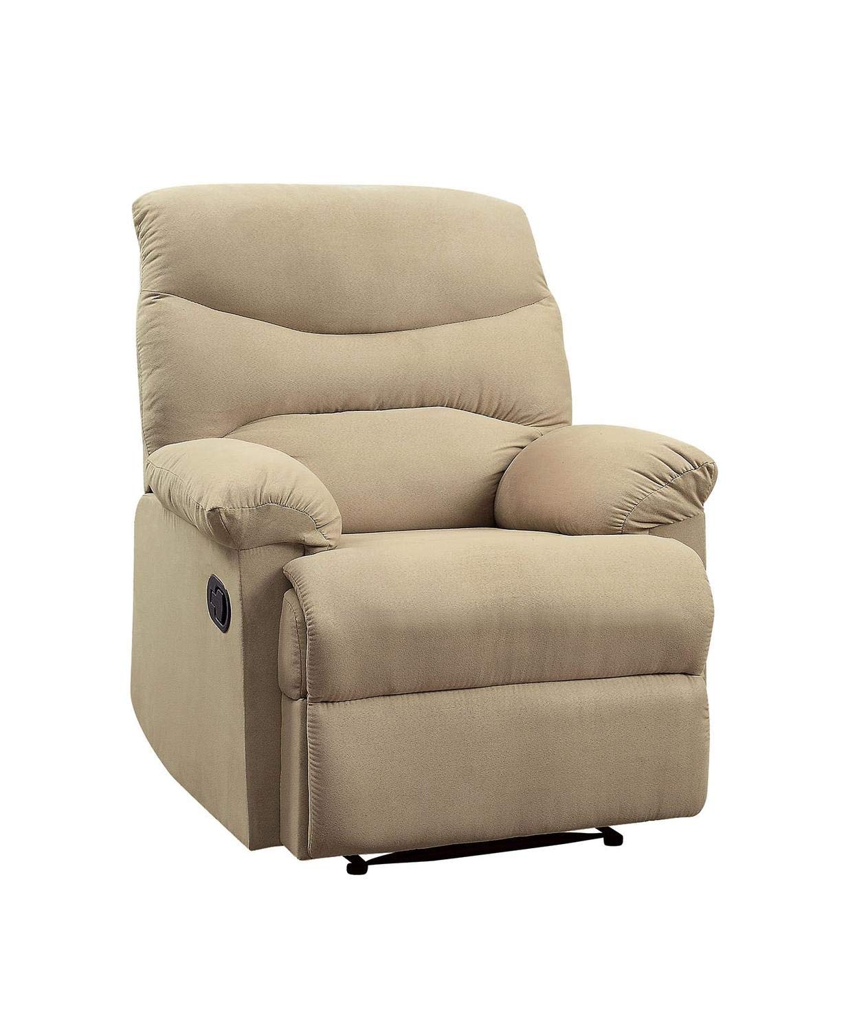 Acme Arcadia Upholstered Motion Recliner in Beige Microfiber