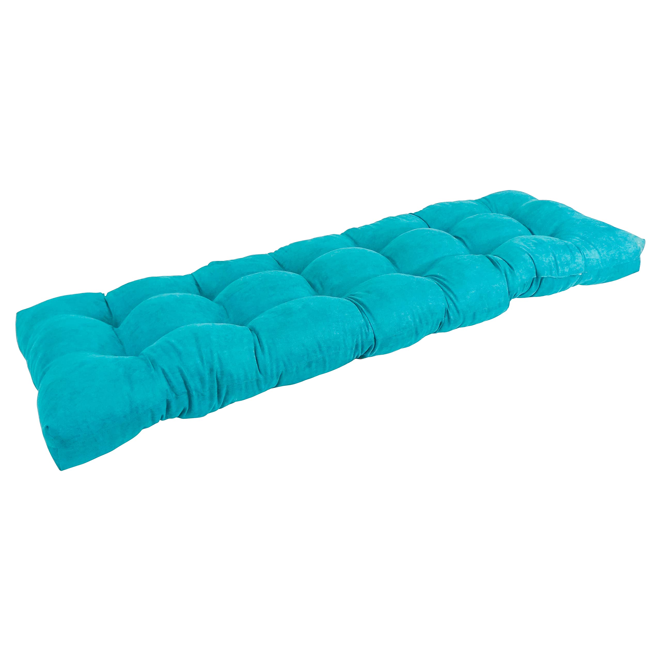 Blazing Needles Microsuede Tufted Bench Cushion, 60 x 19, Aqua Blue 1 Count