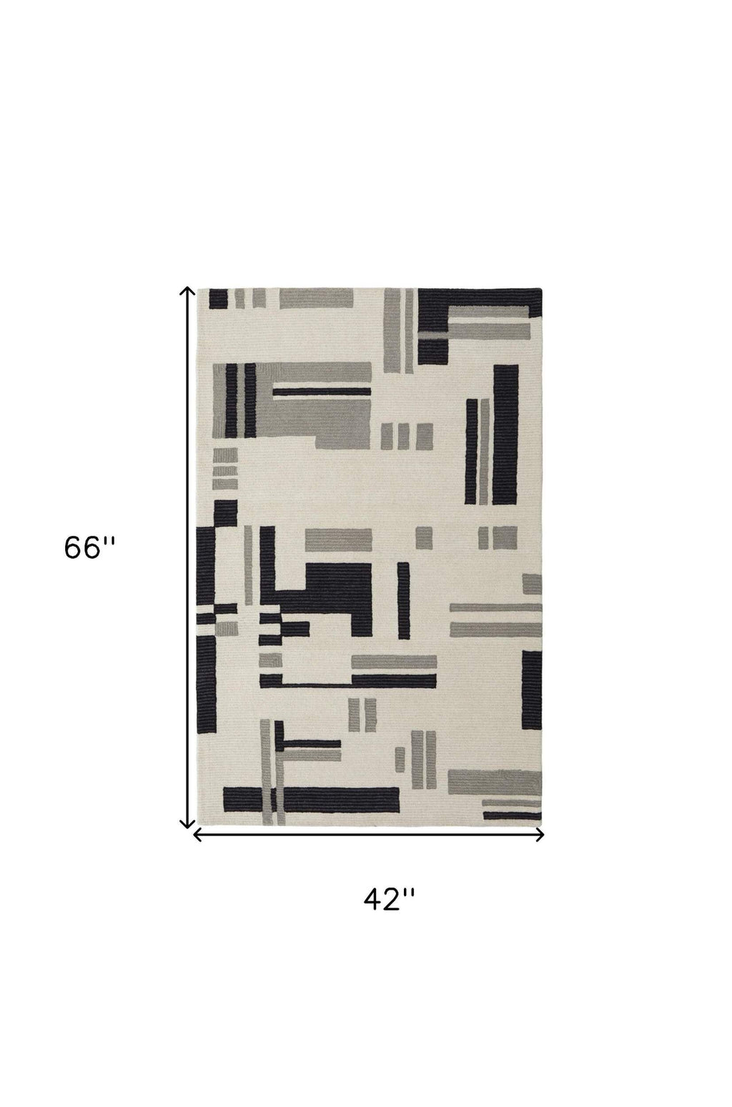 HomeRoots 514402 8 x 10 ft. Ivory & Taupe Wool Abstract Hand Tufted Handmade Rectangle Area Rug, Rectangular