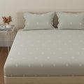 Huesland By Ahmedabad Cotton 144 Tc King Size Bedsheet Cotton With 2 Pillow Covers | 108 X 108 Inches | Sage Green & White