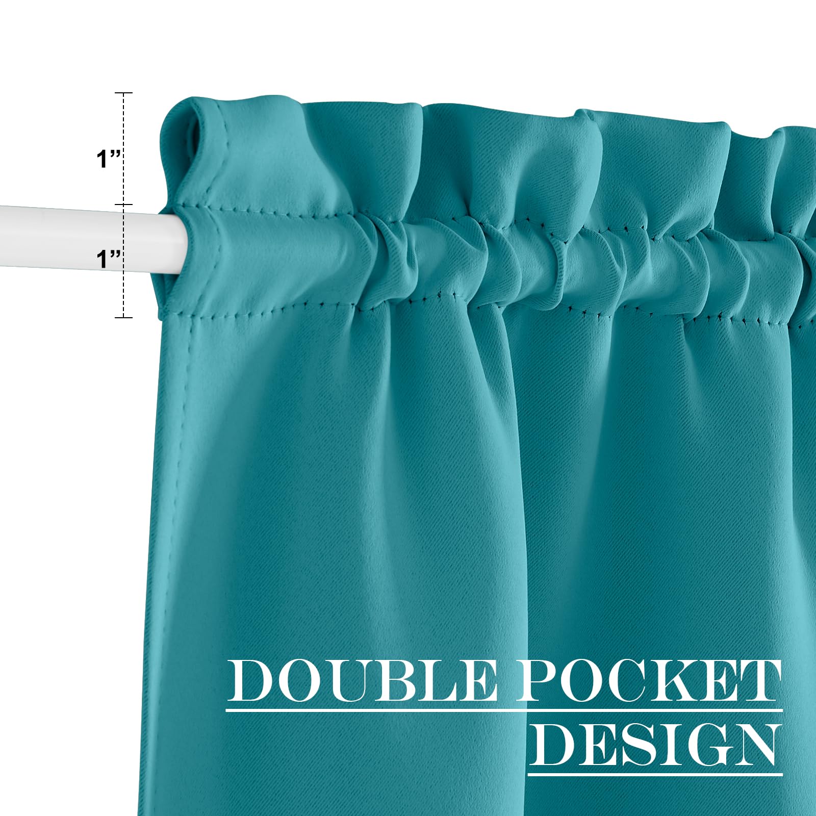 Nicetown Classroom Door Window Covers - Thermal Insulated Rod Pocket Blackout Privacy French Door Panel For Kitchen, Front Door Curtains For Small Window, 30 W X 72 L, Peacock Teal, 1 Panel