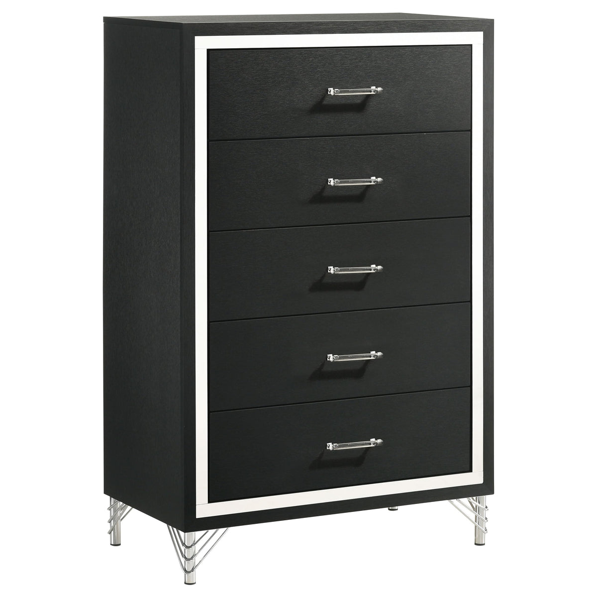 Coaster Home Furnishings Lucia Modern Classic Wood 5-Drawer Bedroom Chest of Drawers Chiffonier Clothing Storage Cabinet Bedroom Armoire Tall Dresser Organizer Unit Black 224995