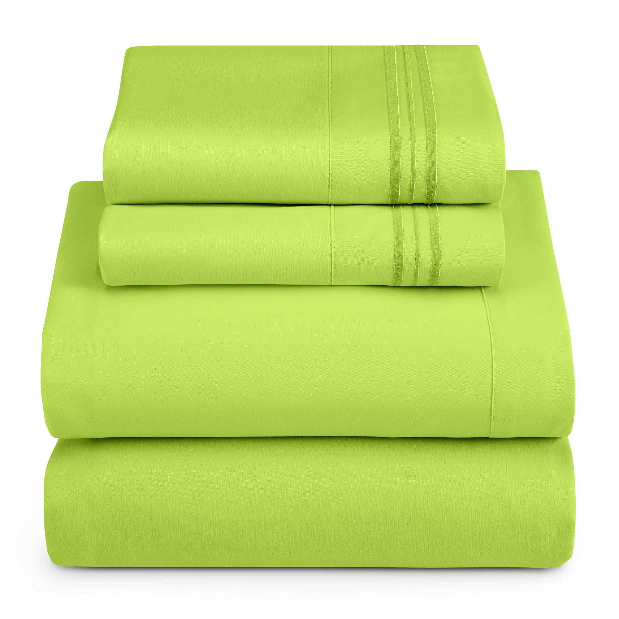 Hearth & Harbor Twin Xl Size Sheets - 3 Piece Bed Sheet Set, Hotel Luxury Double Brushed Bed Sheets - Extra Soft Bedding Sheets & Pillowcases, Twin Xl, Garden Green