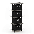 Furinno Turn-N-Tube Laci 4-Bins System Rack, French Oak Grey/Black