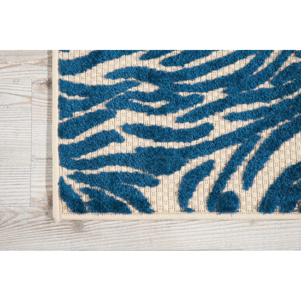 HomeRoots Navy Polypropylene 3' x 4' Tropical Blue Abstract Indoor Outdoor Area Rug