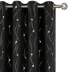 Bgment Black Blackout Curtains 72 Inch Length 2 Panels Set Grommet Thermal Insulated Room Darkening Window Curtains With Wave Li