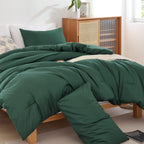 Rosgonia Comforter Full Size For Girls Boys Teen,3Pcs(1 Dark Emerald Green Comforter & 2 Pillowcases),Soft Kids Comforter Sets A