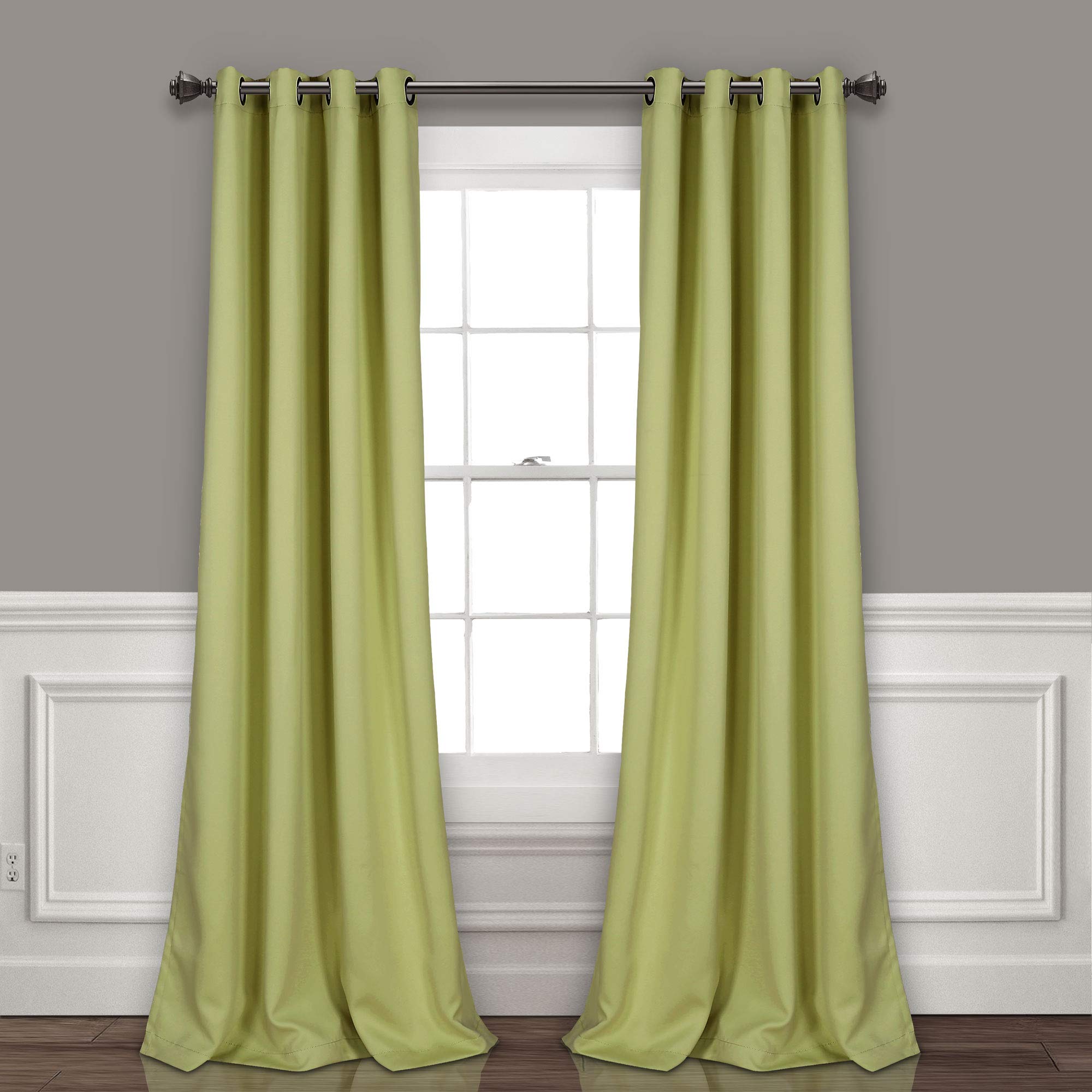 Lush Decor Insulated Grommet Blackout Window Curtain Panels, Pair, 52' W X 84' L, Sage - Classic Modern Design - Chic Window D