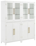 Crosley Furniture Roarke 2-Piece Glass Door China Hutch Kitchen Pantry Storage Cabinet Set, Dining Room, White