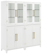 Crosley Furniture Roarke 2-Piece Glass Door China Hutch Kitchen Pantry Storage Cabinet Set, Dining Room, White