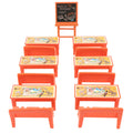 13pcs Mini School Desk for Dolls Classroom Furniture Table Chairs Chalkboard Model Dollhouse Playset Toy for Kids