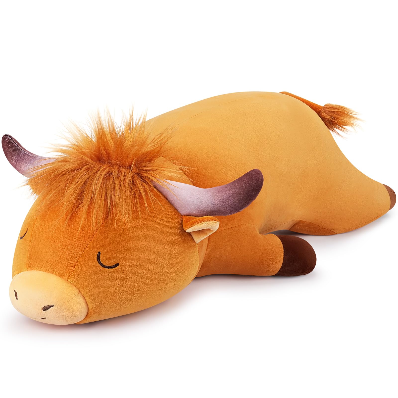 Auspicious beginning 30  Giant Highland Cow Plush Stuffed Animal-Cute Highland Co Plush Body Pillow Plushies, Large Sleeping So