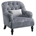 Acme Gaura Velvet Tufted Recessed Arm Chair with Nail-Head Trim in Gray