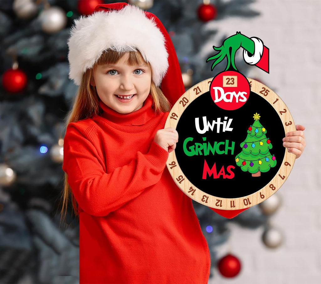 Petcee Christmas Grinch Advent Calendar 2024 Wood Grinch Christmas Countdown Calendar Decorations Funny Days Until Grinchmas Cou