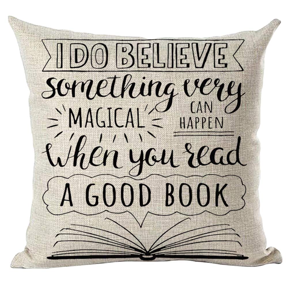 Ramirar Word Quote I Do Believe Something Magical Can Happen When You Read A Good Book Club Decorative Throw Pillow Cover Case H