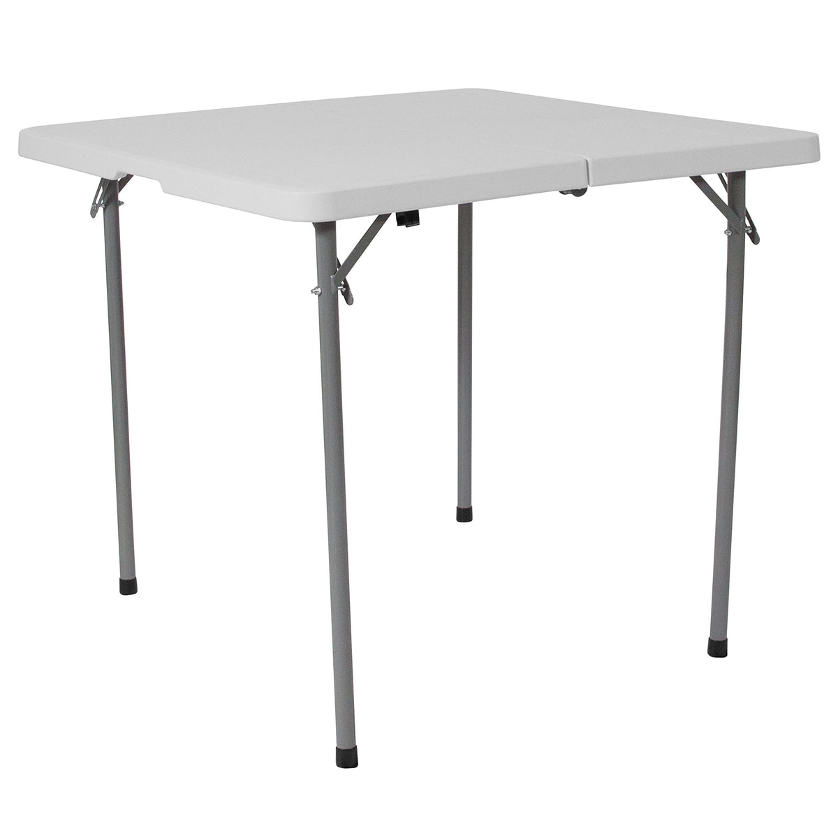 Flash Furniture Kathryn 2.79-Foot Square Bi-Fold Granite White Plastic Folding Table with Carrying Handle, 34&quot; Square