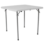 Flash Furniture Kathryn 2.79-Foot Square Bi-Fold Granite White Plastic Folding Table with Carrying Handle, 34" Square