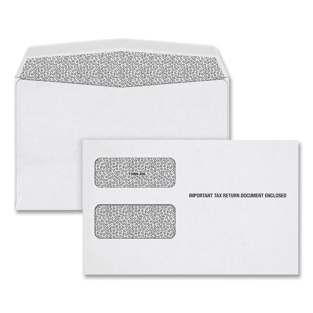 Tops 1099 Double Window Envelope, Commercial Flap, Gummed Closure, 5.63 X 9, White, 24/Pack